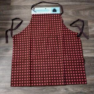 Apron Brown Pink Polka Dot Gourmet Cook Mom Girl BBQ Party Gift Kangaroo Pocket